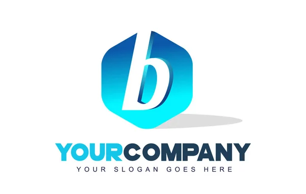 B Logo della lettera. Forma esagonale Design moderno — Vettoriale Stock