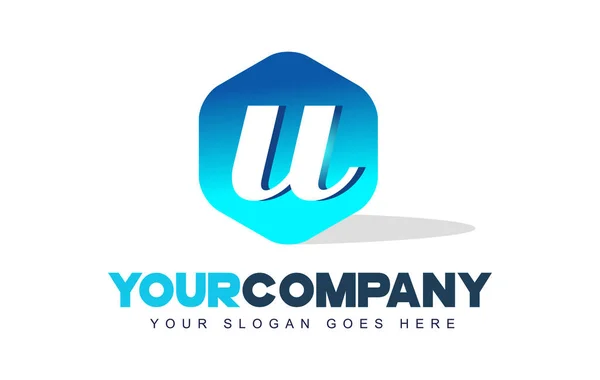 U Logo Carta. Hexágono forma diseño moderno — Vector de stock