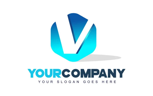 V Logo Carta. Hexágono forma diseño moderno — Vector de stock