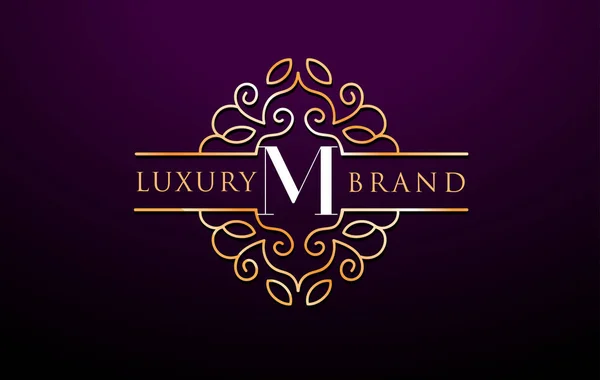 M 로고 Luxury.Royal 모노 그램 디자인 편지 — 스톡 벡터