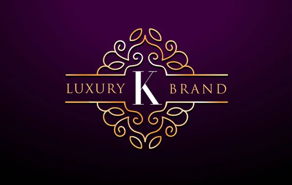 K 文字ロゴ Luxury.Royal モノグラム デザイン — ストックベクタ