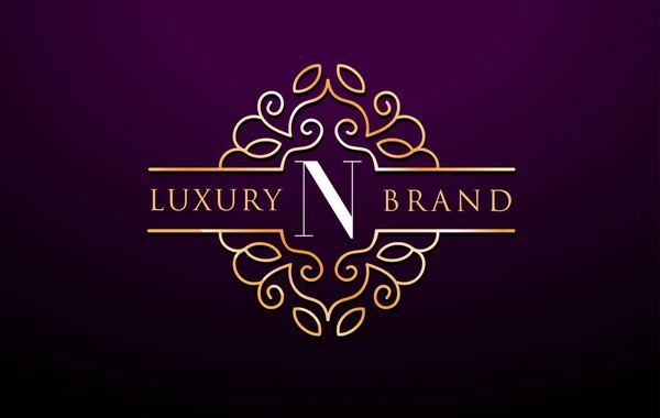 Logotipo de la letra de N Luxury.Royal diseño del monograma — Archivo Imágenes Vectoriales