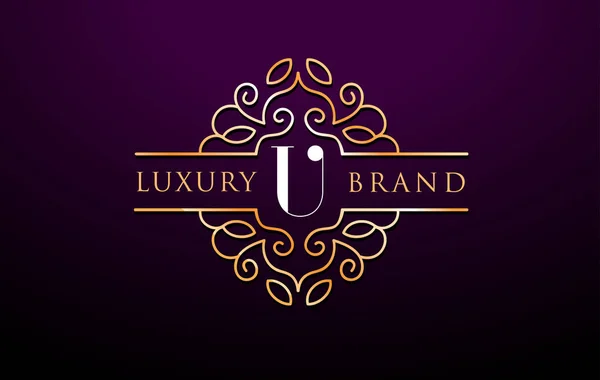 U Lettera Logo Luxury.Royal Monogram Design — Vettoriale Stock