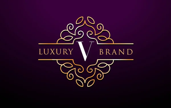 V carta logotipo Luxury.Royal Monogram Design —  Vetores de Stock