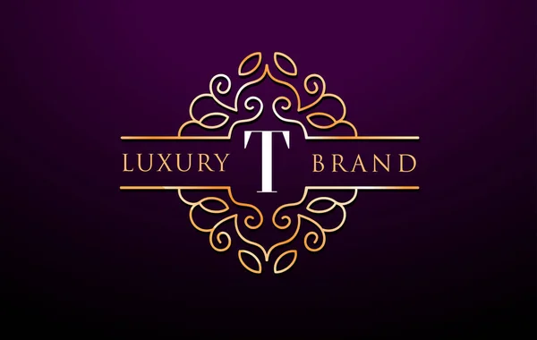 T carta logotipo Luxury.Royal Monogram Design —  Vetores de Stock