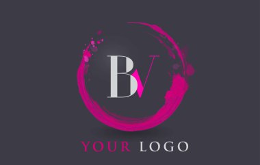BV mektup Logo dairesel mor Splash fırça kavramı.