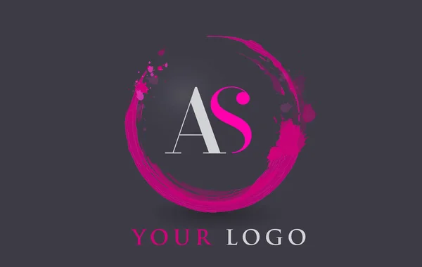 VS Letter Logo Circular Purple Splash Brush Concept. — Stock Vector