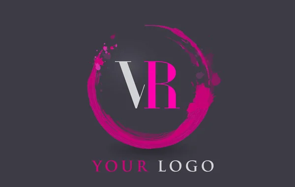 VR Carta Logo Circular Purple Splash Brush Conceito . — Vetor de Stock