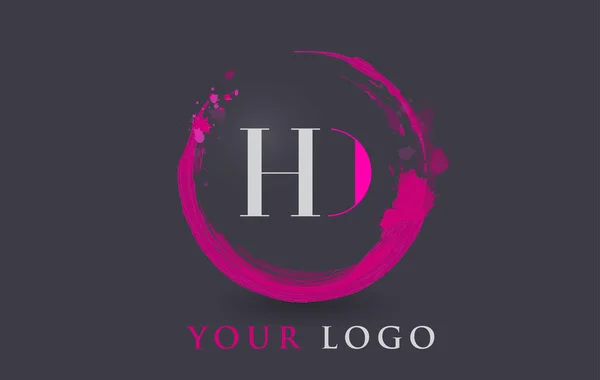 HD levél logó körkörös lila Splash ecset koncepció. — Stock Vector