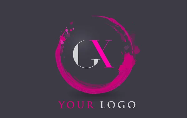 GX Letter Logo Circular Purple Splash Brush Concept. — Stock Vector