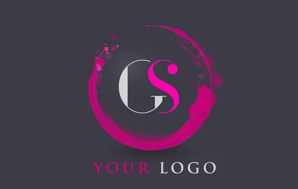 GS Літера Логотип Круглий Фіолетовий Спліш Пензель Концепція . — стоковий вектор