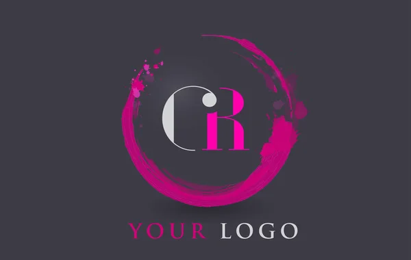 GR Carta Logo Circular Purple Splash Brush Concept . — Archivo Imágenes Vectoriales