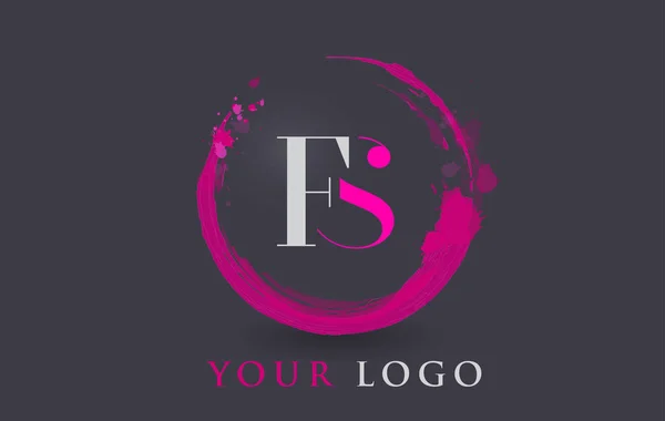 FS Letter Logo Circular Purple Splash Brush Concept. — Stock Vector