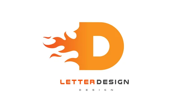 D Carta Flame Logo Design. Logo de fuego Letras Concepto . — Archivo Imágenes Vectoriales