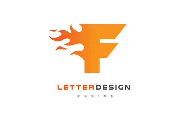 F Lettre Flame Logo Design. Concept de lettrage logo incendie . — Image vectorielle