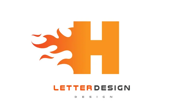 H Carta Flame Logo Design. Conceito de letras do logotipo de fogo . — Vetor de Stock