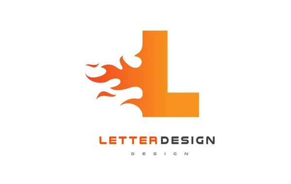 L Carta Flame Logo Design. Logo de fuego Letras Concepto . — Archivo Imágenes Vectoriales