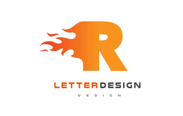 R Carta Flame Logo Design. Conceito de letras do logotipo de fogo . — Vetor de Stock