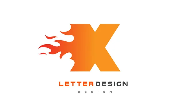 X 편지 불꽃 로고 디자인. 불 로고 레터링 개념. — 스톡 벡터
