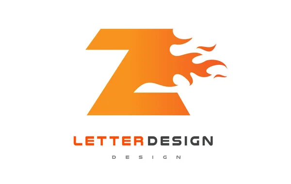 Z Lettera Fiamma logo Design. Logo antincendio Lettering Concept . — Vettoriale Stock