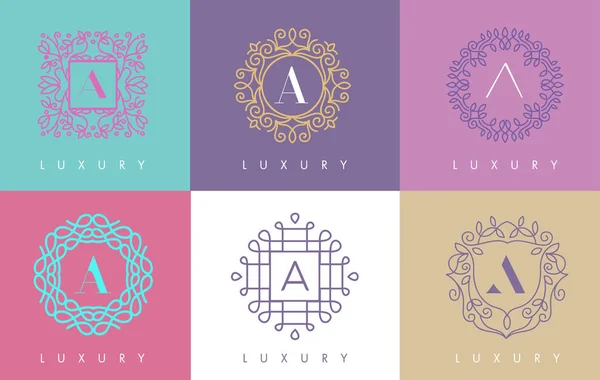 Uma carta Pastel Floral monograma linhas Logo Design . — Vetor de Stock