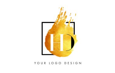 Fırça doku darbeleri boyalı Hd altın harf Logo.