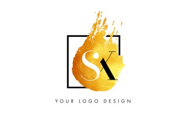 Fırça doku darbeleri boyalı Sx altın harf Logo.