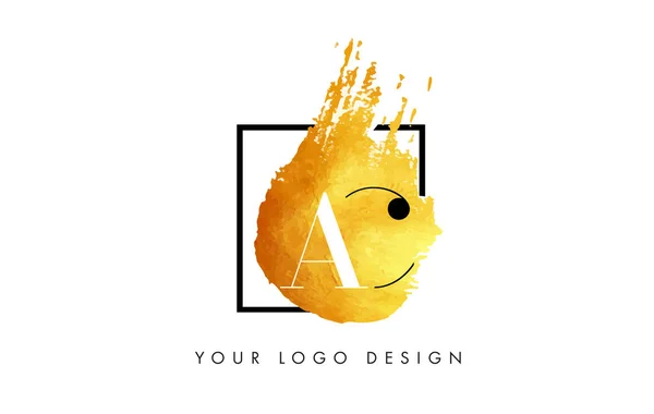 AC Gold Letter Logo pennello verniciato texture tratti . — Vettoriale Stock