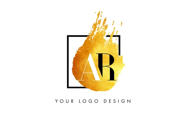 AR goud brief Logo geschilderd textuur penseelstreken. — Stockvector