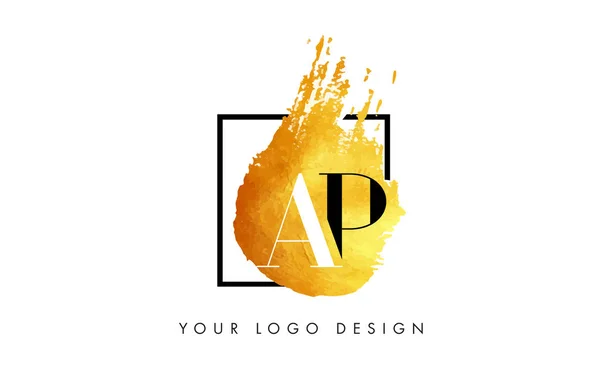 AP Carta Oro Logo Pincel Pintado Textura Trazos . — Vector de stock