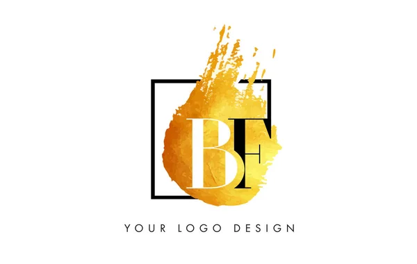 BF Gold Letter Logo Painted Brush Texture Strokes. - Stok Vektor