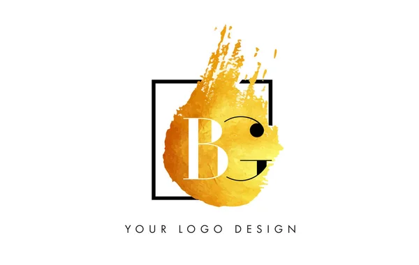 BG arany levél logó festett ecsetvonások textúra. — Stock Vector