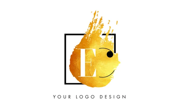 EC Gold Letter Logo Painted Brush Texture Strokes. — Stock Vector