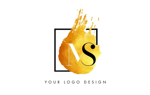 Coups de texture peints par logo de lettre d'or de MS . — Image vectorielle