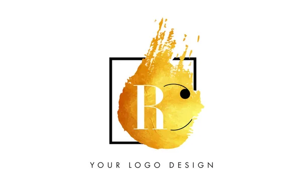 Logotipo de la letra de oro RC Pincel pintado Textura Golpes . — Vector de stock