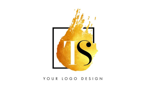 TS Or Lettre Logo Peint Pinceau Texture coups . — Image vectorielle