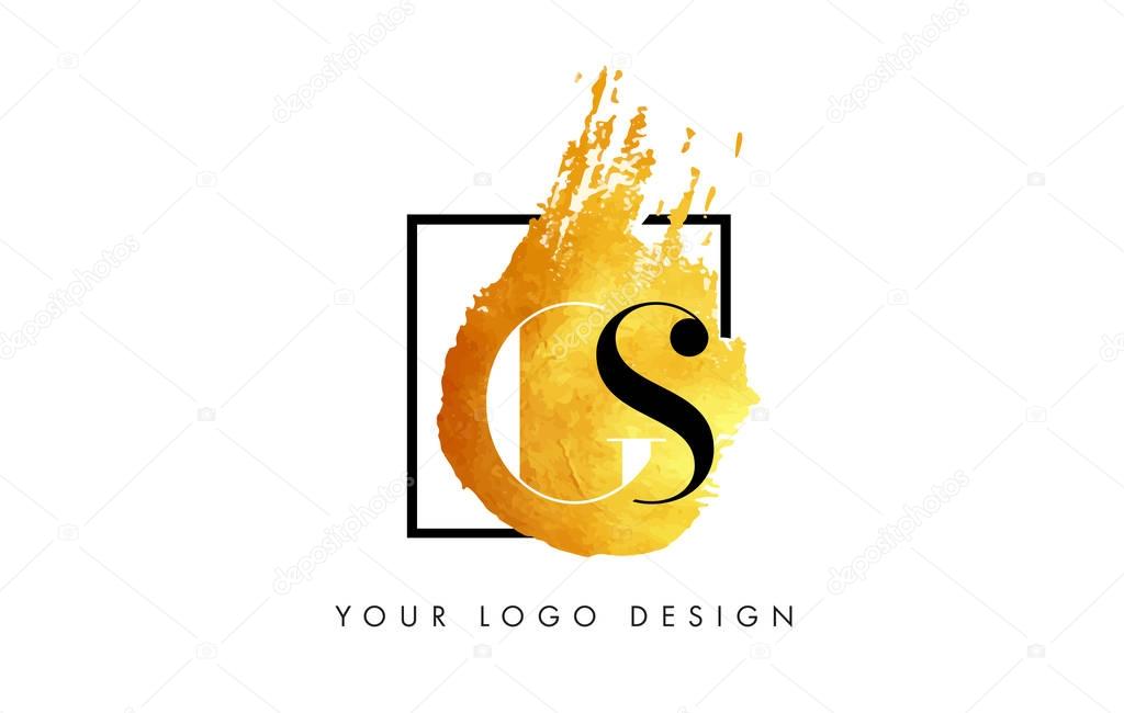 GS Gold Letter Logo Painted Brush Texture Strokes.