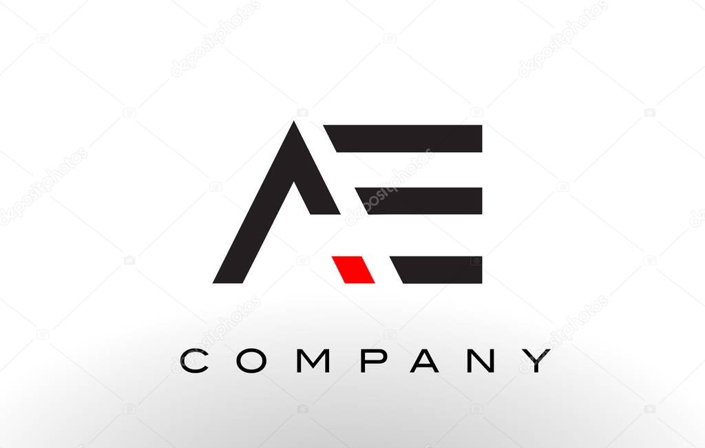 AE Logo.  Letter Design Vector with Red and Black Colors.