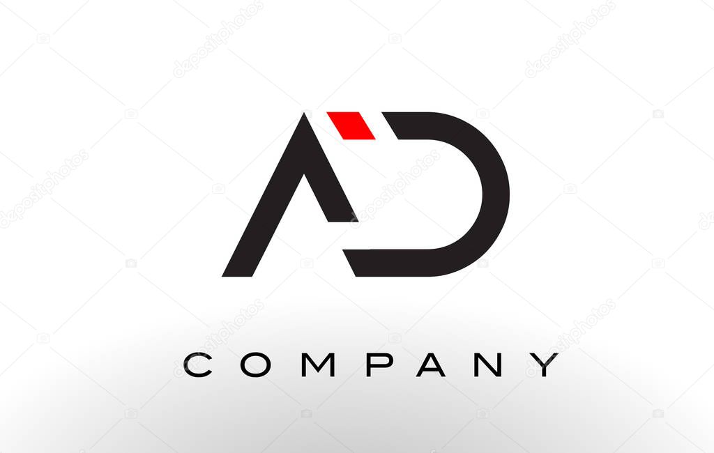 AD Logo.  Letter Design Vector with Red and Black Colors.