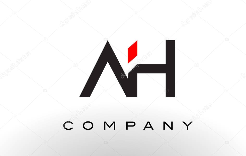 AH Logo.  Letter Design Vector with Red and Black Colors.