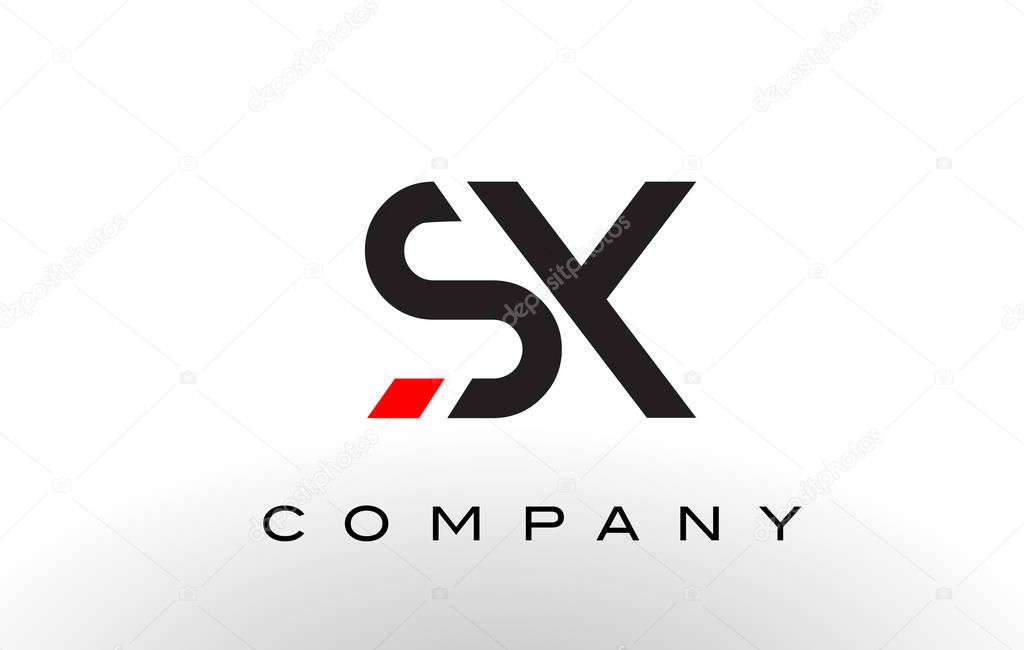 SX Logo.  Letter Design Vector with Red and Black Colors.