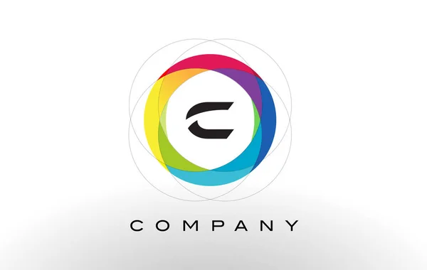 C brev logotyp med regnbåge cirkel Design. — Stock vektor