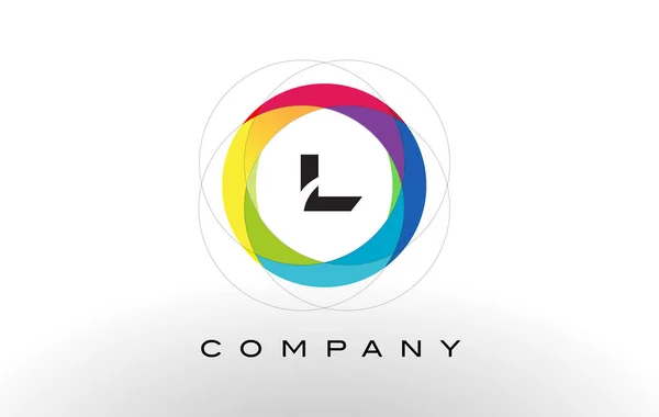 L Lettera logo con Rainbow Circle Design . — Vettoriale Stock