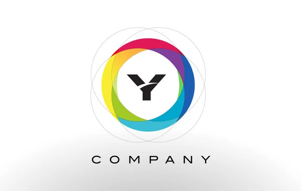 Letter Y-Logo met Rainbow cirkel ontwerp. — Stockvector