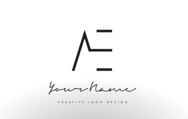 AE harf Logo tasarımı ince. Yaratıcı basit siyah harf kavramı.