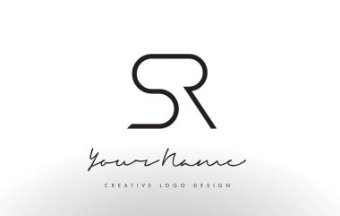 SR harf Logo tasarımı ince. Yaratıcı basit siyah harf kavramı.