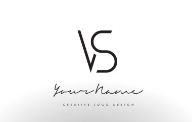 Vs harf Logo tasarımı ince. Yaratıcı basit siyah harf kavramı.