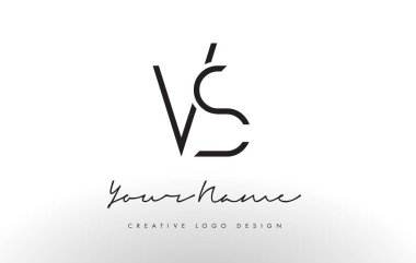 Vs harf Logo tasarımı ince. Yaratıcı basit siyah harf kavramı.