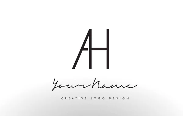 AH Lettres Logo Design Slim. Concept simple et créatif de lettre noire . — Image vectorielle