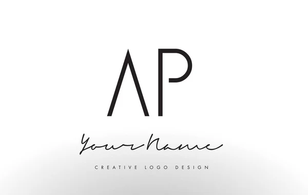 AP Letters Logo Design Slim. Concepto creativo de letra negra simple . — Vector de stock